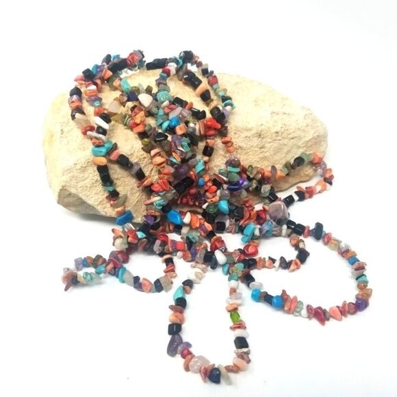 One Strand Assorted Agate Chips - Picture 1 of 5